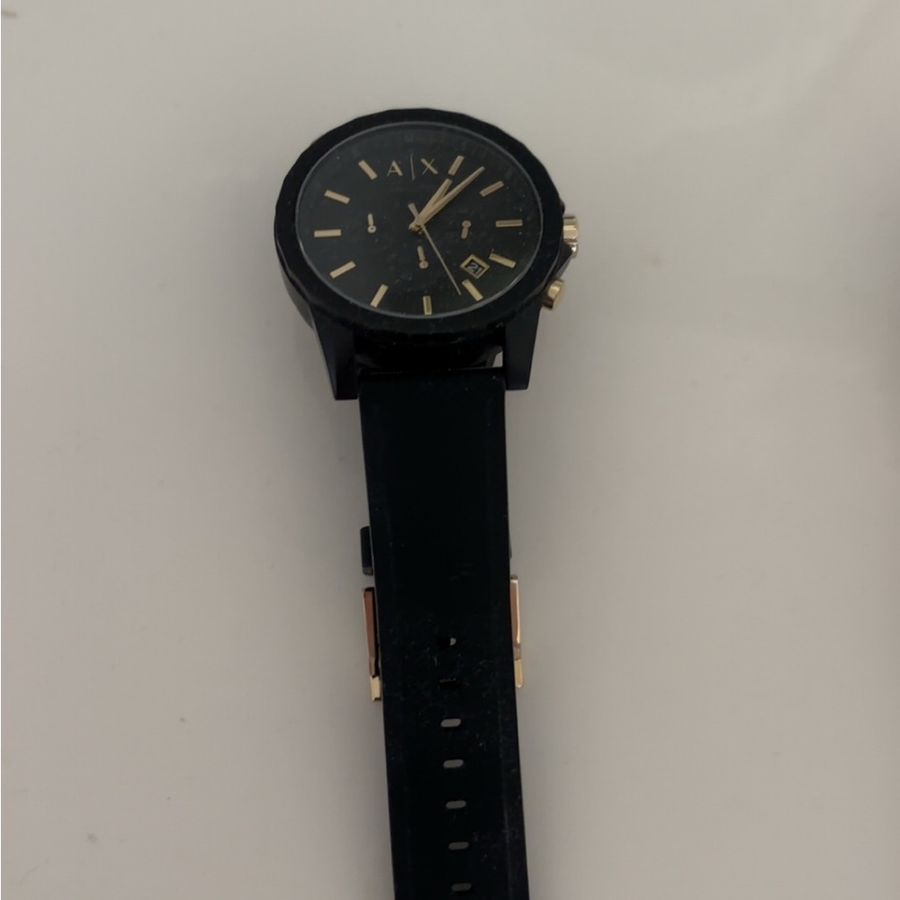 Armani Exchange Men's Black and Gold Watch
